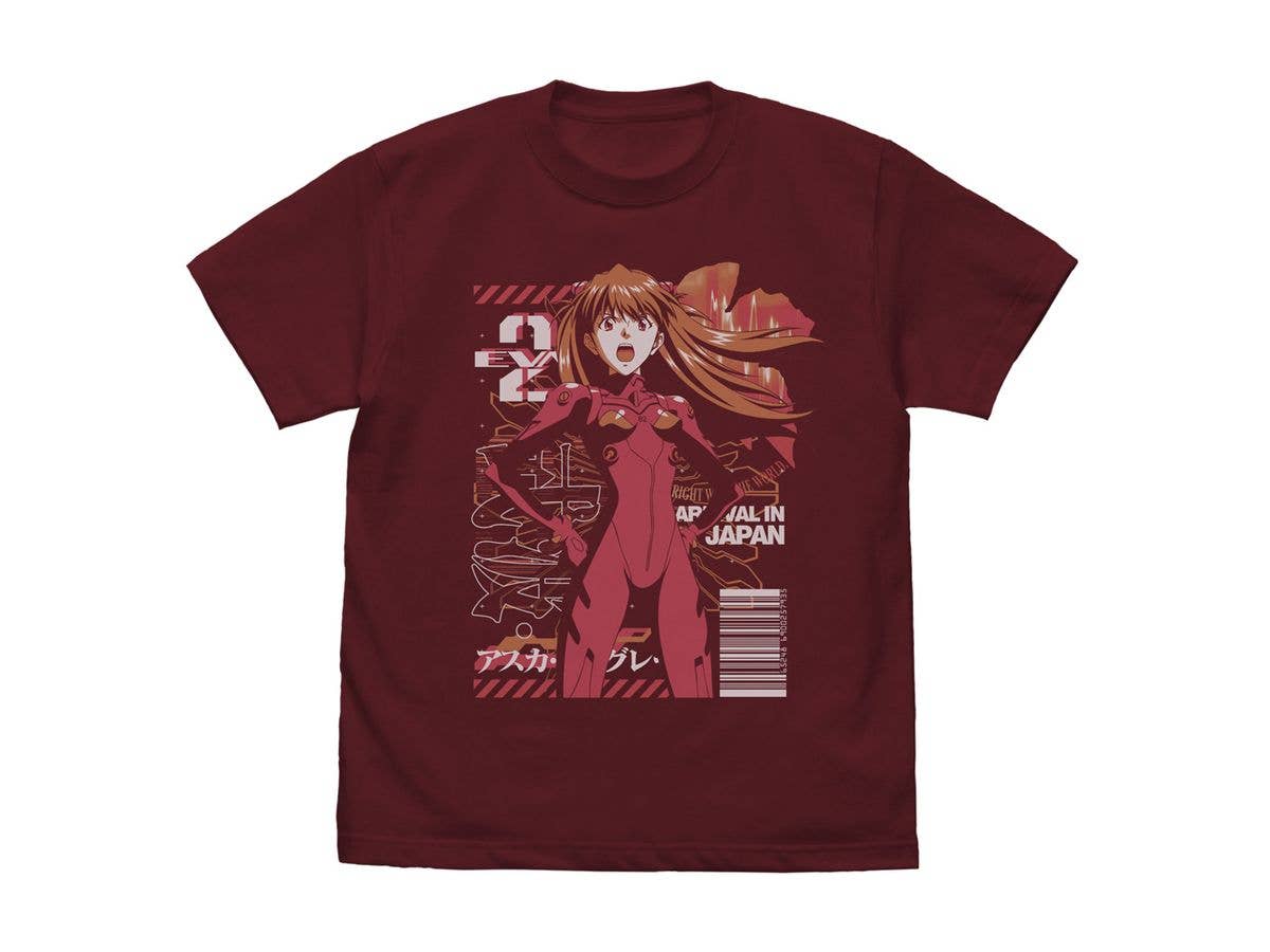 EVANGELION: EVA2号機パイロット アスカ Tシャツ / BURGUNDY-L