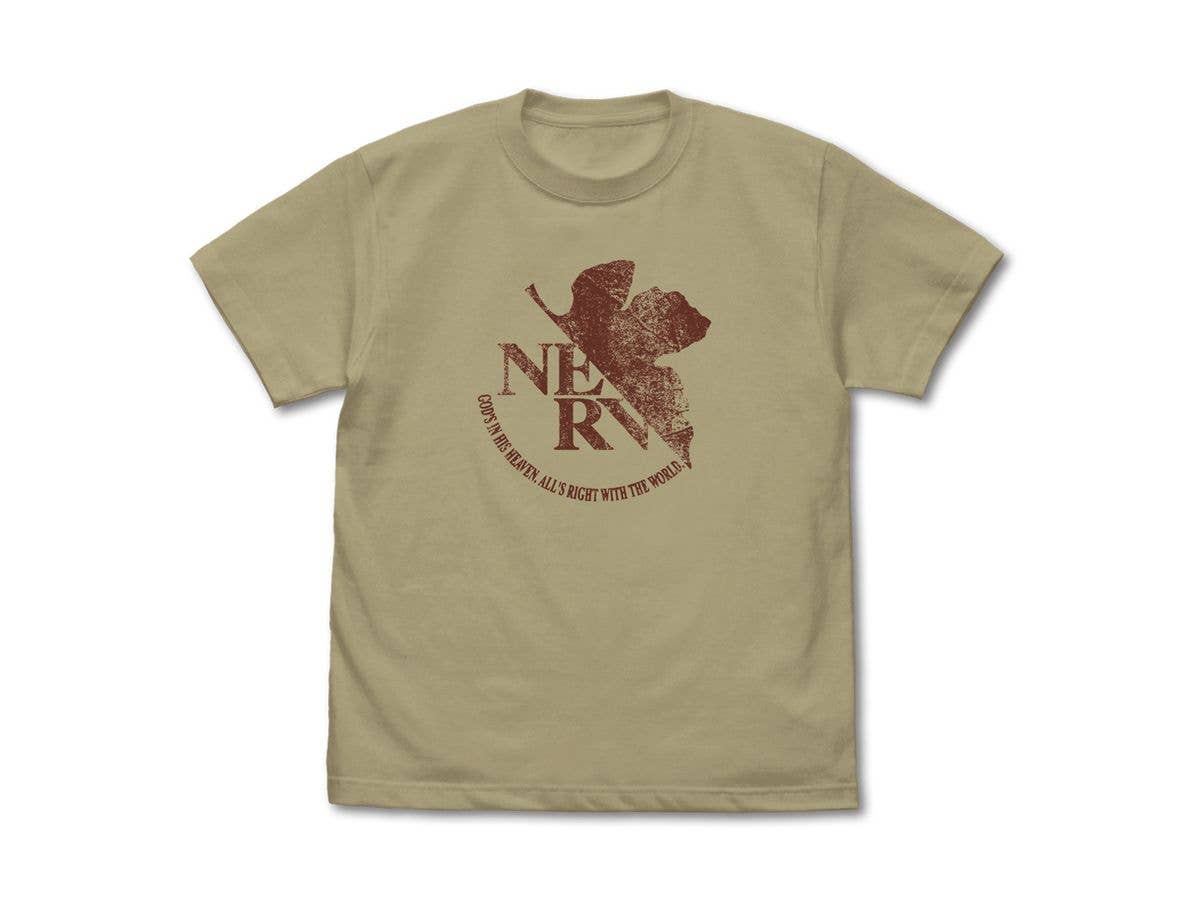 EVANGELION: NERV ヴィンテージロゴ Tシャツ / SAND KHAKI-S