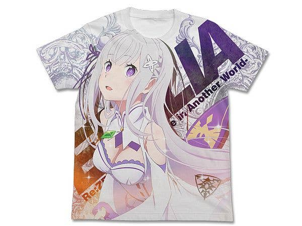 Re:ゼロから始める異世界生活: エミリア フルグラフィックTシャツ / WHITE-M