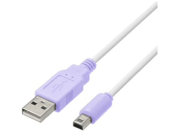 Newニンテンドー2DS LL: USB充電ストレートケーブル 1.2m ホワイト x パープル