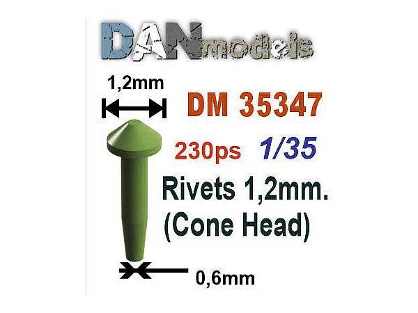 円錐リベット (頭 直径1.2mm、230個入り)