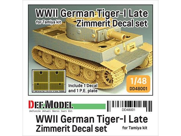 1/48 WWII ドイツ タイガーI重戦車中期/後期型 ツィンメリットデカールセット エッチンググリル付(タミヤ用)
