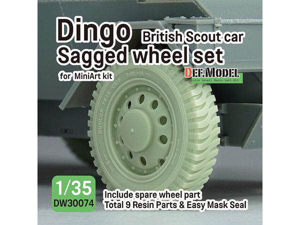 1/35 WWII イギリス ディンゴMk.Ibスカウトカー用 自重変形タイヤセット(ミニアート用)