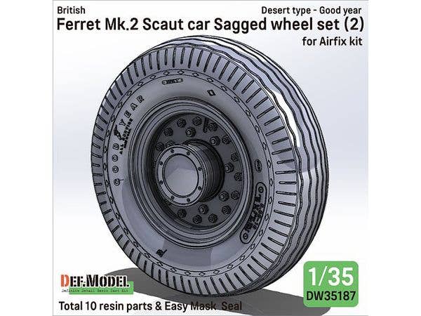 1/35 現用 イギリス フェレットMk.2偵察車 自重変形タイヤセット #2 (エアフィックス用)