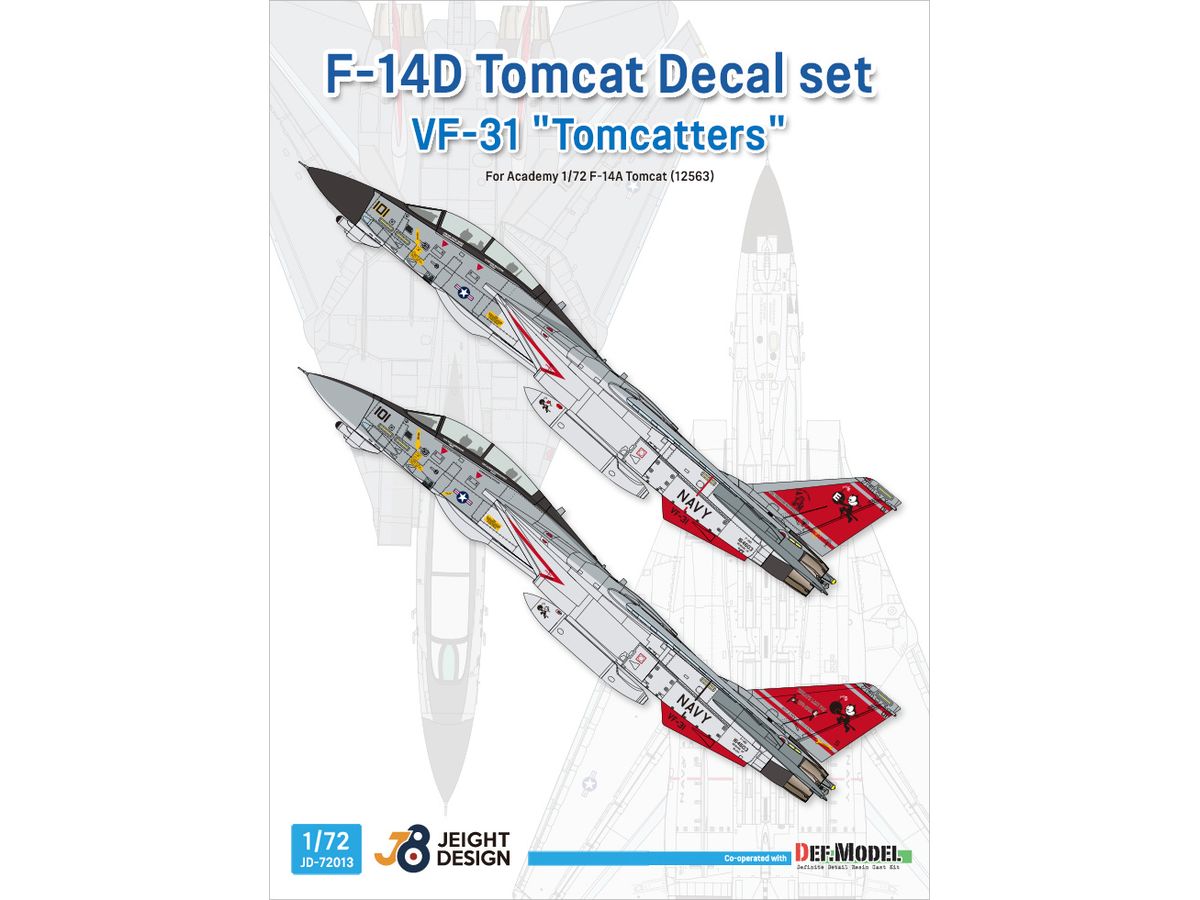 1/72 現用 アメリカ海軍 F-14Dトムキャットデカールセット VF-31トムキャッターズ(アカデミー用)