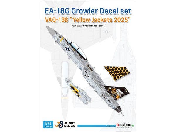 1/72 現用 アメリカ海軍艦上電子戦機EA-18Gグラウラー デカールセット VAQ-138イエロージャケッツ (アカデミーなど用)