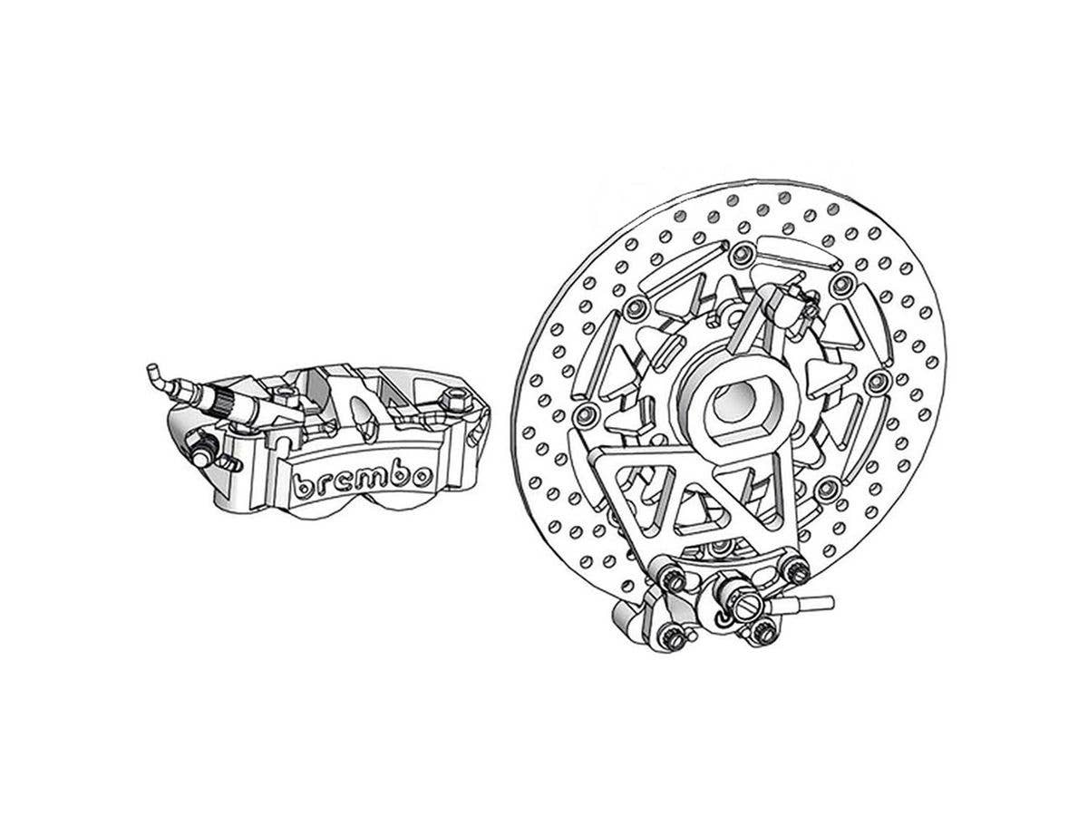 1/12 ヤマハ YZR-M1 2007 ブレーキキャリパー&ブレーキディスクセット (3Dプリント)