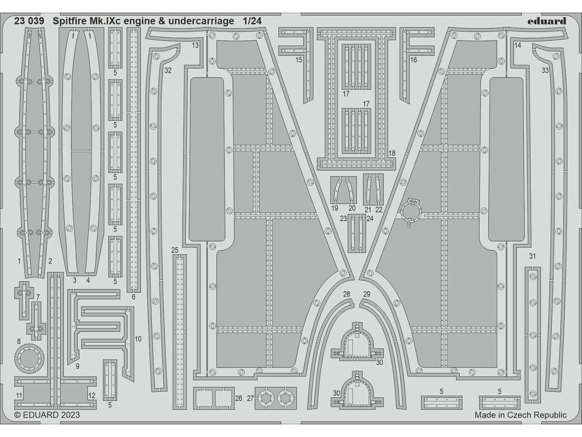 1/24 スピットファイア Mk.IXc エンジン・着陸装置 エッチングパーツ (エアフィックス用)