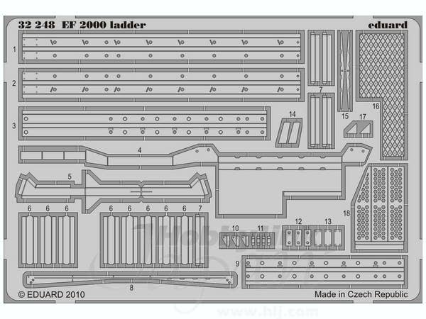 1/32 EF 2000タイフーン単座型 ラダー用 PEセット (レベル・トランペッター用)