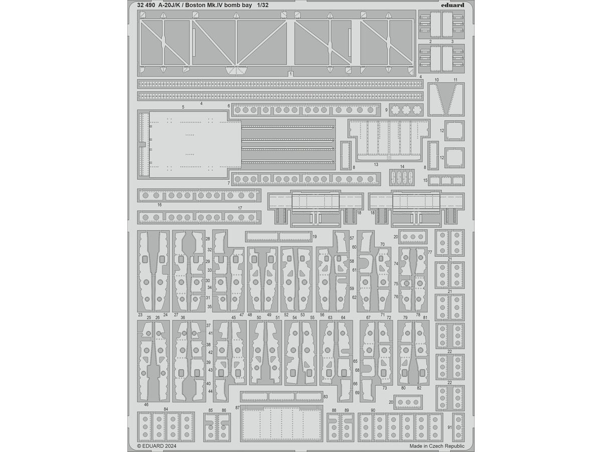 1/32 A-20J/K/ボストン Mk.IV 爆弾槽エッチングパーツ (HKモデル用)