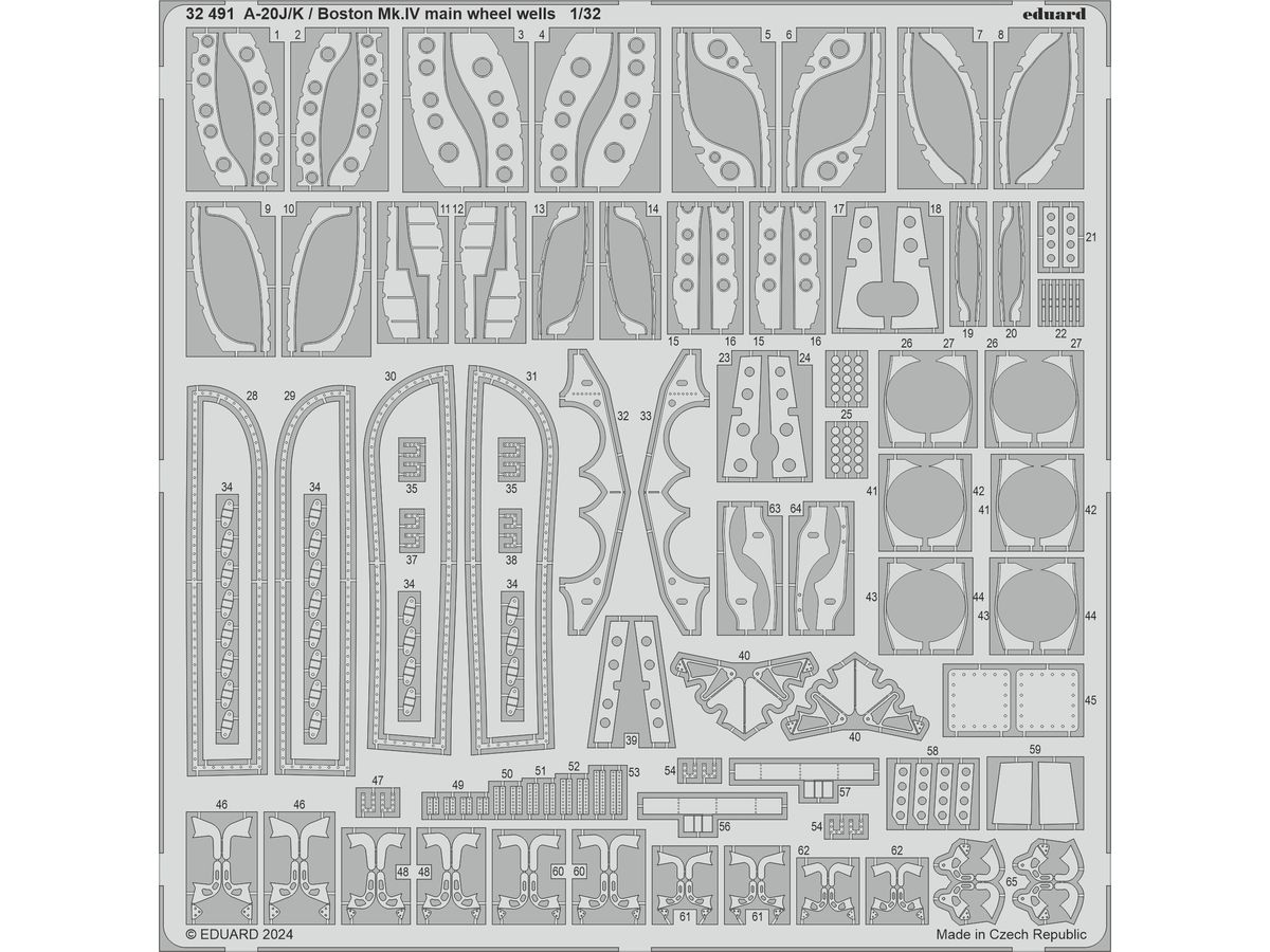 1/32 A-20J/K/ボストン Mk.IV 着陸装置格納庫エッチング パーツ (HKモデル用)
