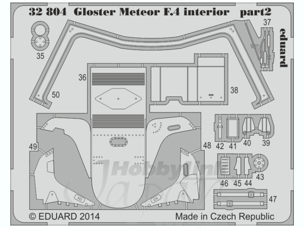 1/32 グロスターミーティア F.4内装パーツセット・糊付き (HKモデル1/32用)