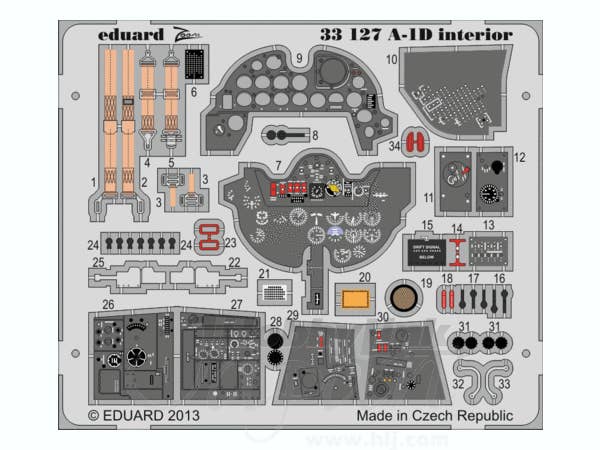 1/32 A-1D用内装エッチングパーツセット・糊付 (トランペッター用)