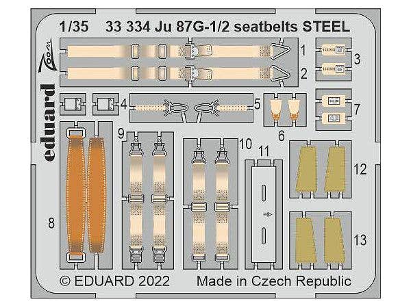 1/35 Ju87G-1/2 シートベルト (ステンレス製) (ボーダーモデル用)
