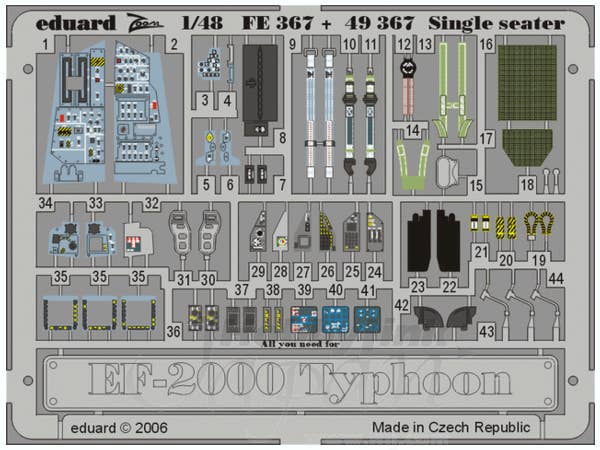 1/48 EF-2000 タイフーン用 内装 ズーム カラーエッチング (レベル用)