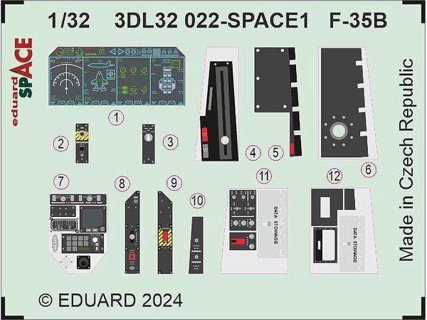 1/32 F-35B スペース 内装3Dデカール w/エッチングパーツセット (トランぺッター用)
