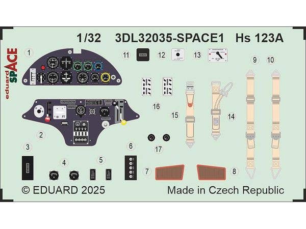 1/32 Hs123A スペース内装3Dデカール w/エッチングパーツセット (ICM用)