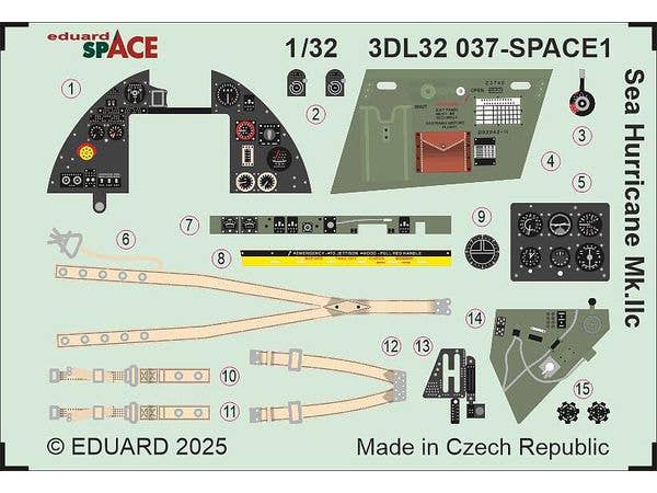 1/32 シーハリケーン Mk.IIc スペース内装3Dデカール w/エッチングパーツセット (レベル用)