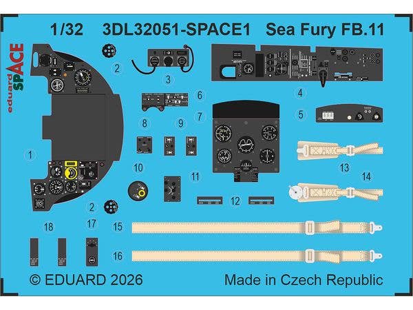 1/32 シーフュリー FB.11 スペース内装3Dデカールw/エッチングパーツセット (DBMK用)