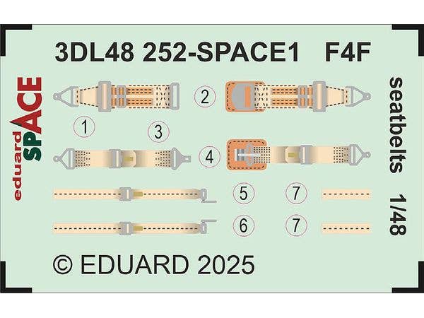 1/48 F4F ワイルドキャット シートベルト3Dデカール (エデュアルド用)