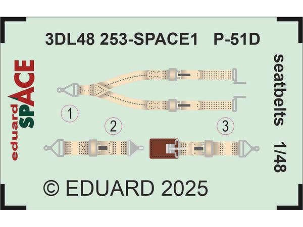 1/48 P-51D シートベルト3Dデカール (エデュアルド用)