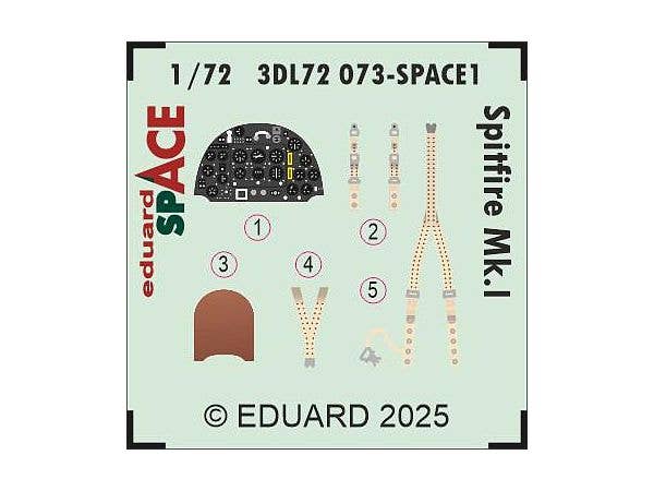 1/72 スピットファイア Mk.I スペース内装3Dデカールw/エッチングパーツセット (IBG用)