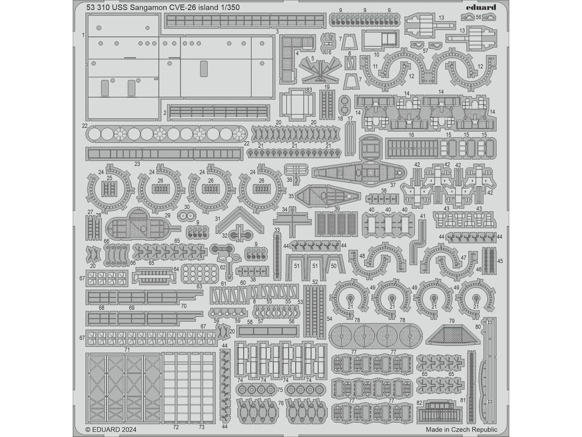 1/350 CVE-26 サンガモン 艦橋エッチングパーツ (トランぺッター用)