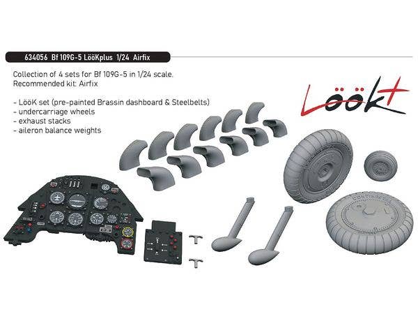 1/24 Bf109G-5 ルックプラス 計器盤w/パーツセット (エアフィックス用)
