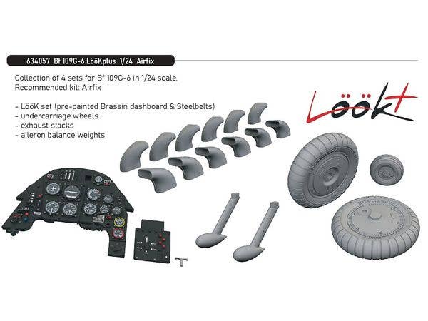 1/24 Bf109G-6 ルックプラス 計器盤w/パーツセット (エアフィックス用)