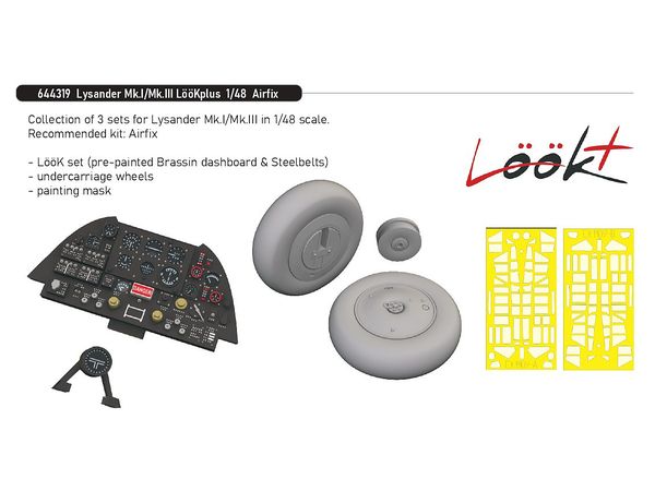 1/48 ウェストランド ライサンダー Mk.I /III ルックプラス 計器盤w/パーツセット (エアフィックス用)