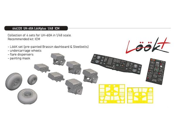 1/48 UH-60A ルックプラス 計器盤w/パーツセット (ICM用)