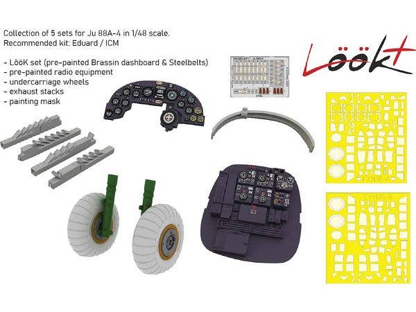 1/48 Ju88A-4 ルックプラス 計器盤w/パーツセット (ICM・エデュアルド用)