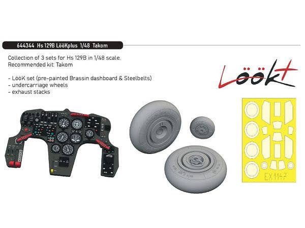 1/48 Hs129B ルックプラス 計器盤w/パーツセット (タコム用)