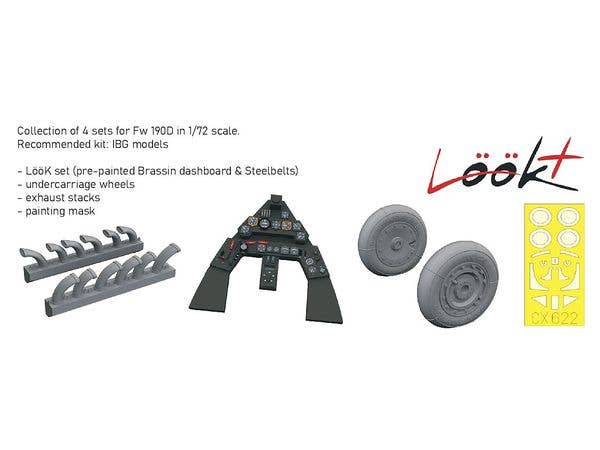 1/72 Fw190D ルックプラス 計器盤w/パーツセット (IBG用)