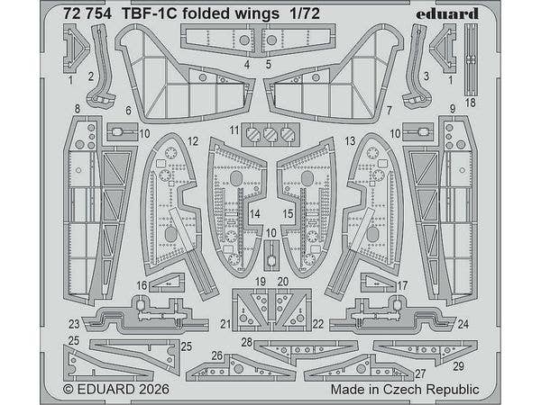 1/72 TBF-1C 折り畳み主翼エッチングパーツ (ホビーボス用)