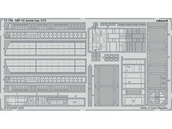 1/72 TBF-1C 爆弾槽エッチングパーツ (ホビーボス用)