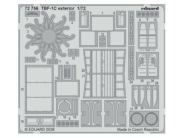 1/72 TBF-1C 外装エッチングパーツ (ホビーボス用)