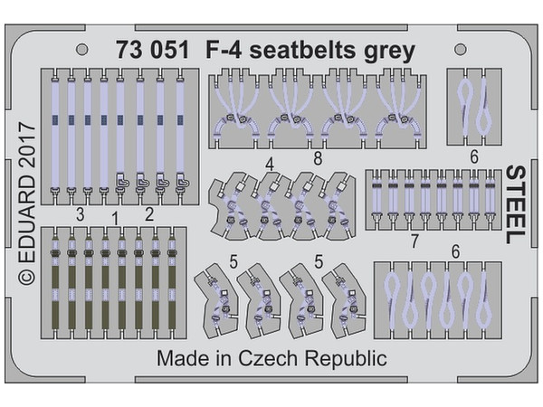 1/72 F-4ファントム シートベルト (グレー) ステンレス製