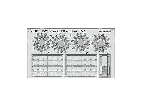 1/72 B-24D コックピット & エンジンエッチングパーツ (エアフィックス用)