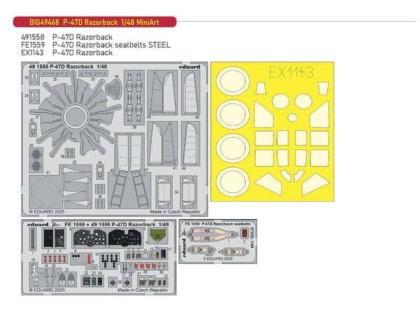 1/48 P-47D レザーバッグ ビッグEDパーツセット (ミニアート用)
