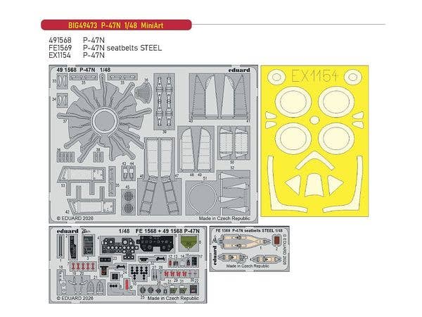 1/48 P-47N ビッグEDパーツセット (ミニアート用)