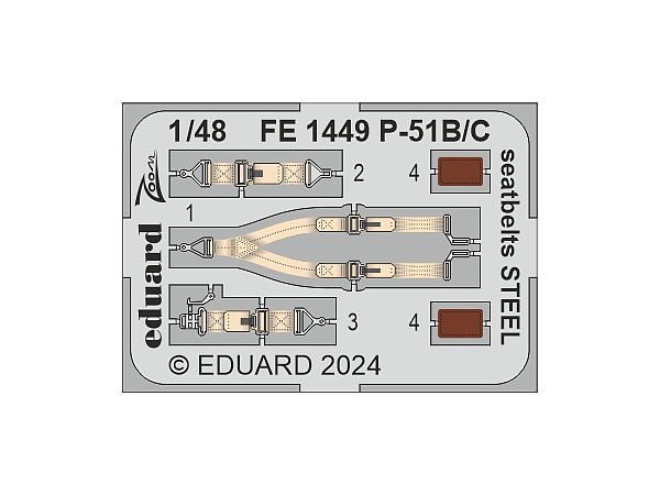 1/48 P-51B/C シートベルト (ステンレス製) (エデュアルド用)