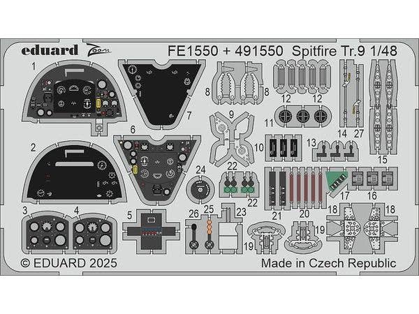 1/48 スピットファイア Tr.9 ズームエッチングパーツ (エアフィックス用)