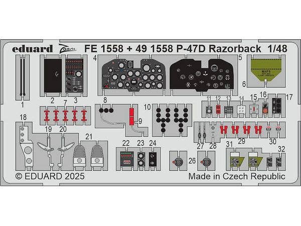 1/48 P-47D レザーバック ズームエッチングパーツ (ミニアート用)