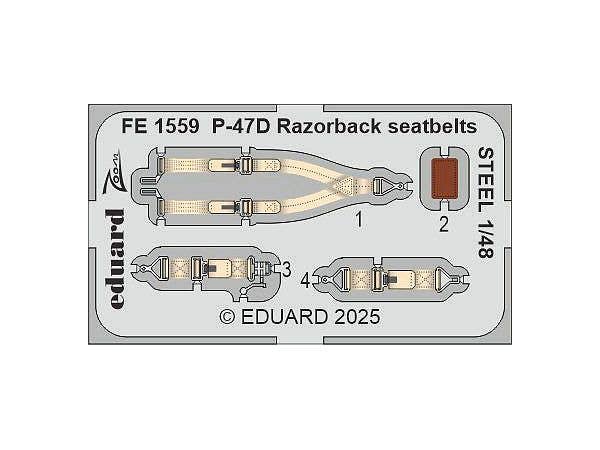 1/48 P-47D レザーバック シートベルト (ステンレス製) (ミニアート用)