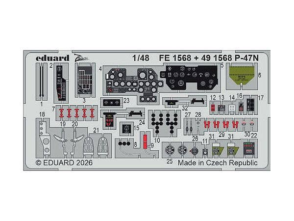 1/48 P-47N ズームエッチングパーツ (ミニアート用)