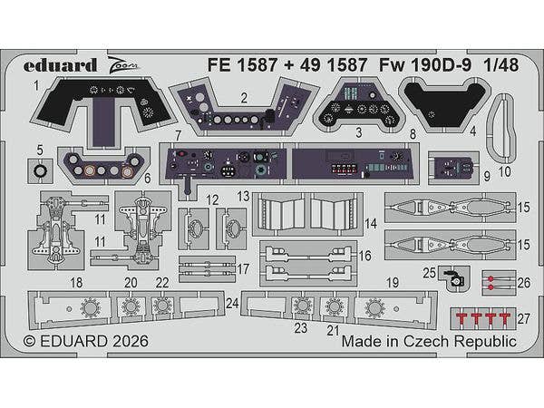 1/48 Fw190D-9 ズームエッチングパーツ (ミニアート用)