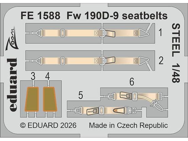 1/48 Fw190D-9 シートベルト (ステンレス製) (ミニアート用)