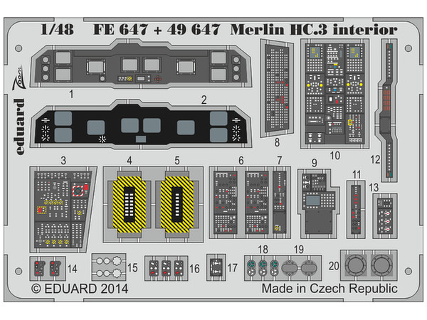 1/48 マーリンHC.3内装パーツセット・糊付き (エアフィックス1/48用)