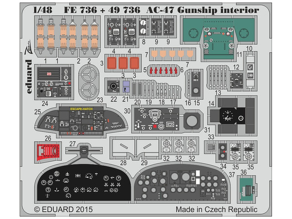 1/48 AC-47 ガンシップ 内装パーツセット 糊付き レベル用